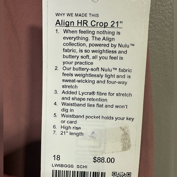 Lululemon Align Crop Size 18 in Spiced Chai - Picture 5 of 5